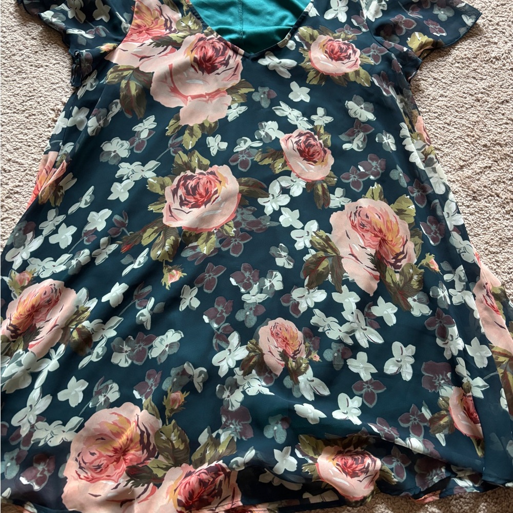 Show Me Your MuMu Teal floral blouse